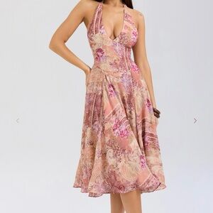 House of CB Floral Pink Midi Dress